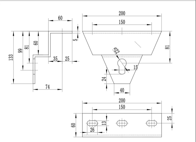 Drawing for Return Roller's Drop Bracket 